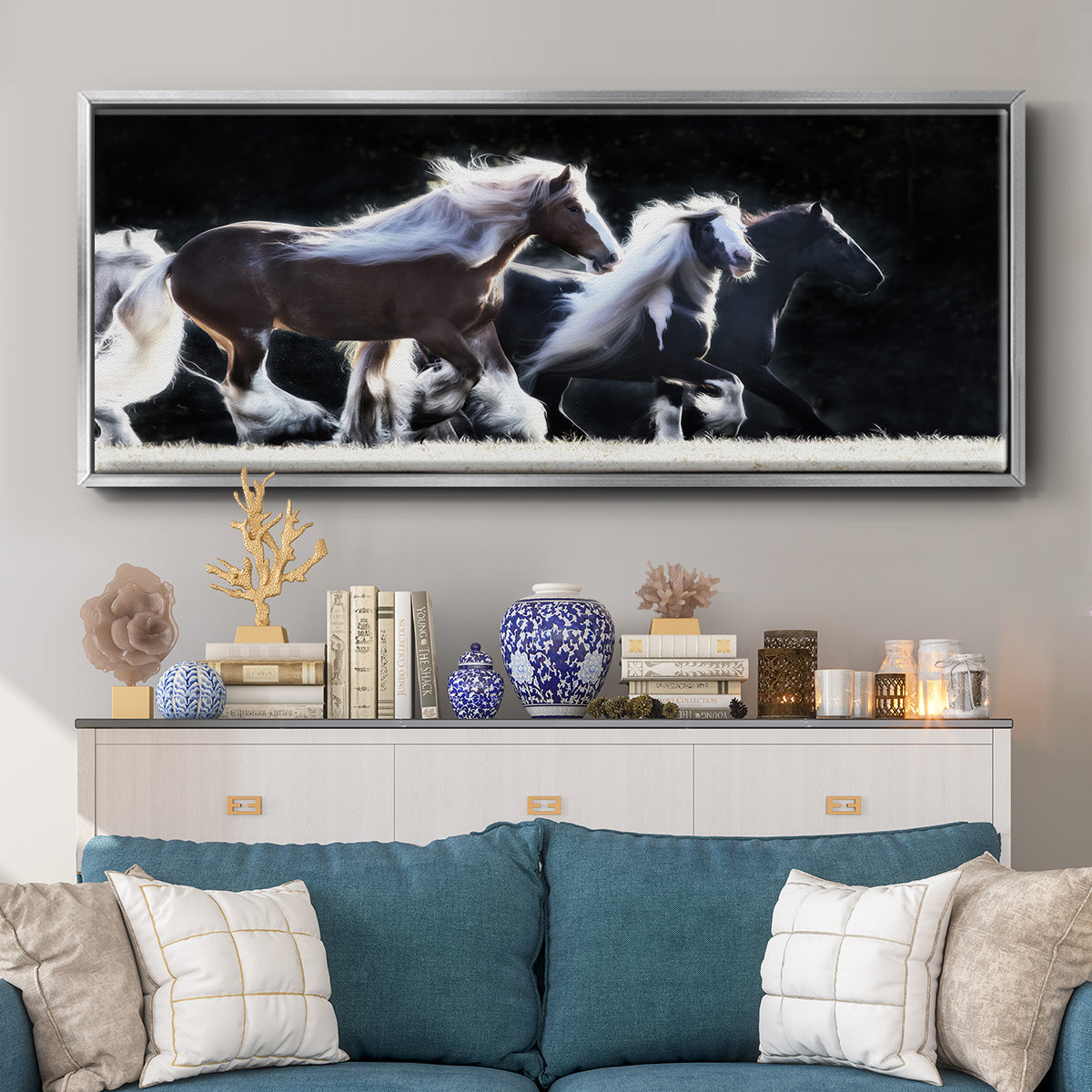 Horse Motion X - Floater Framed Canvas Print