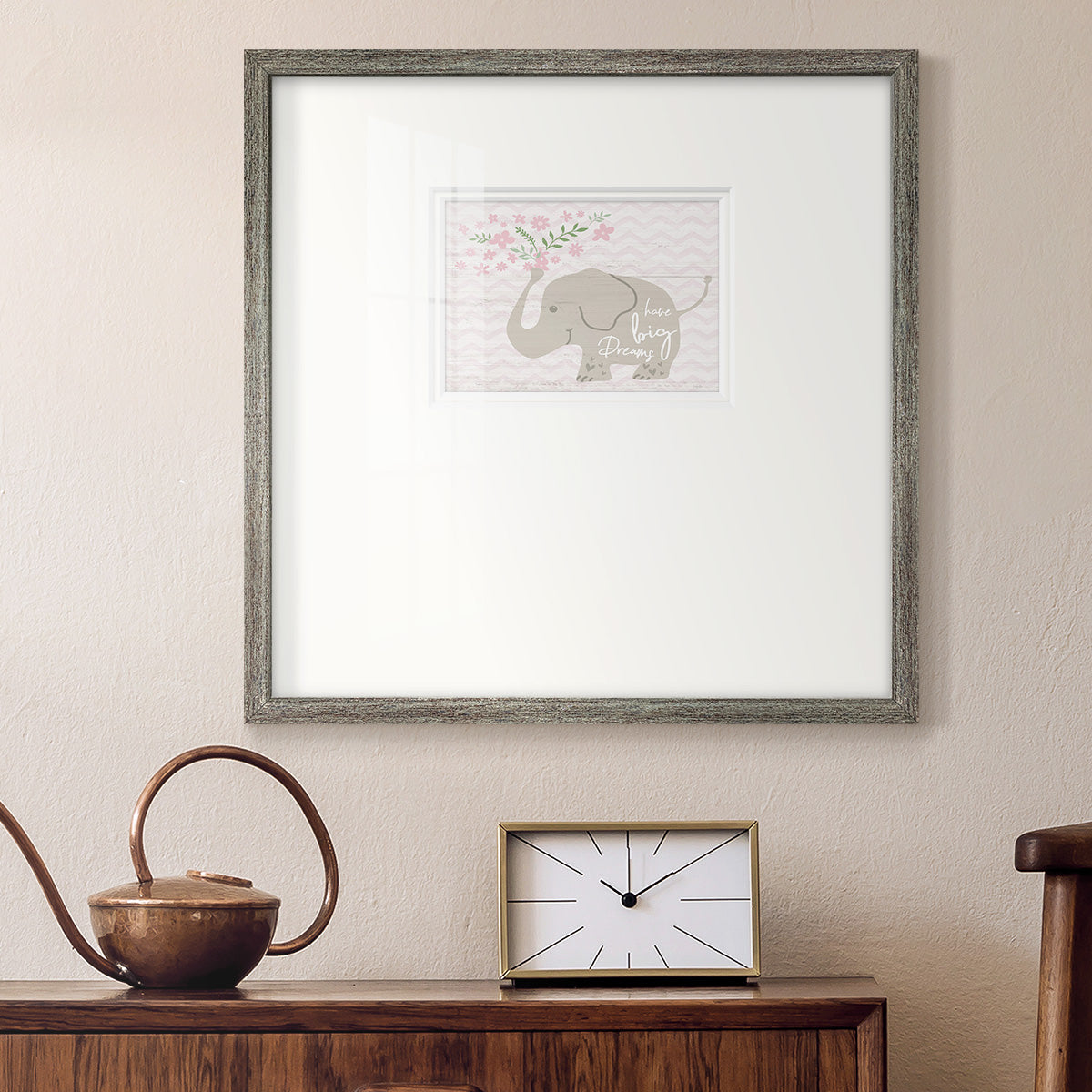 Floral Elephant - Double Matboard Framed Print
