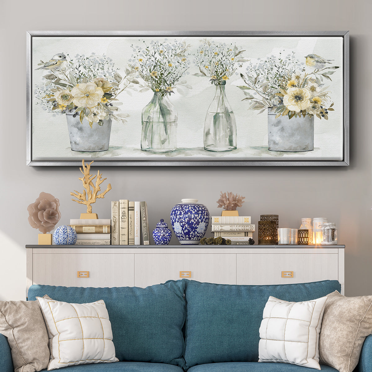 Farmhouse Bouquets - Floater Framed Canvas Print