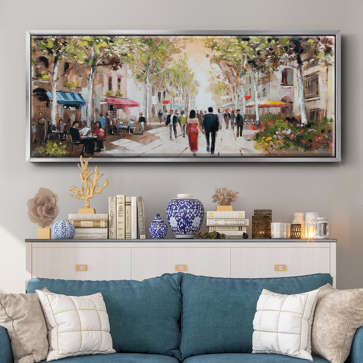 Paris Teal III - Floater Framed Canvas Print