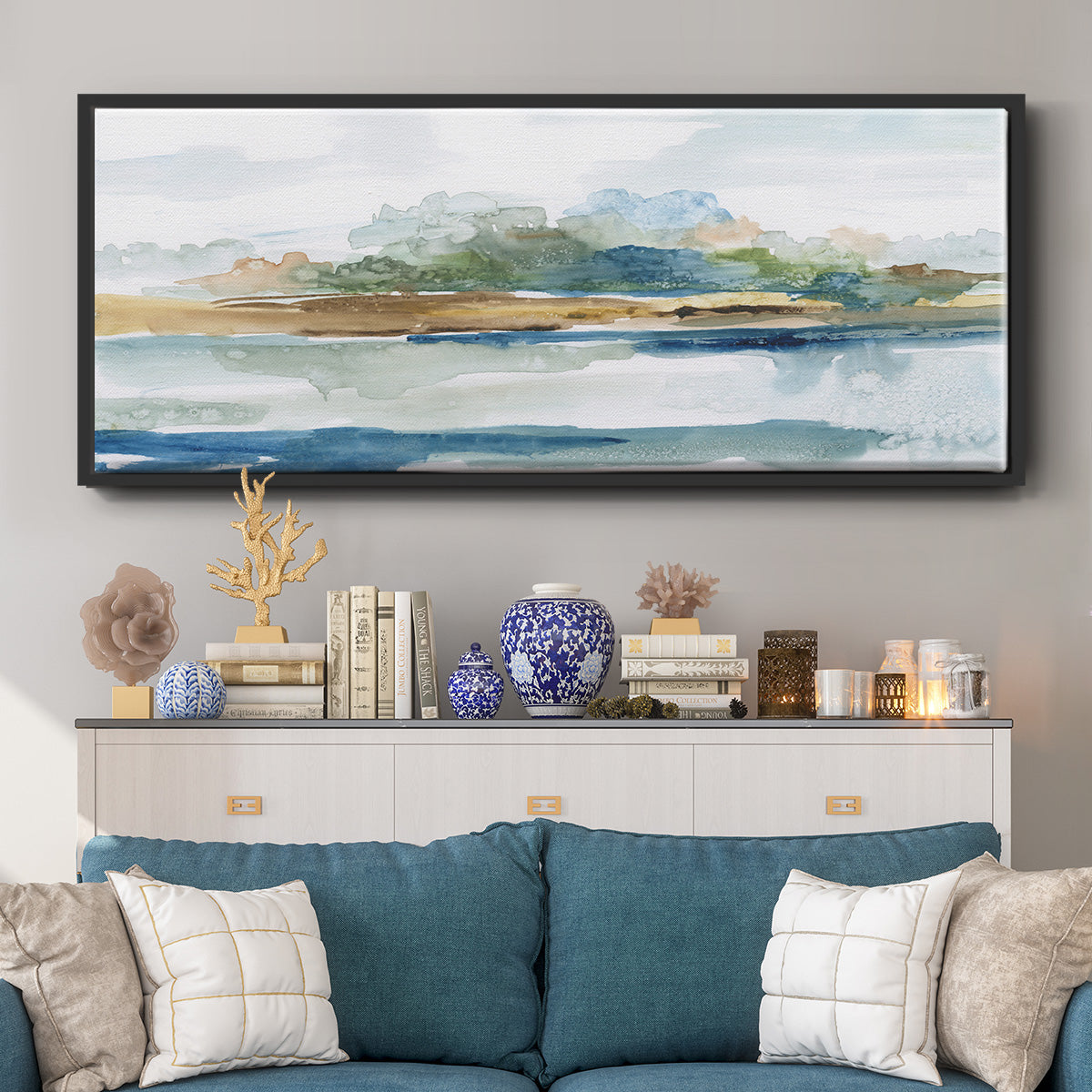 Blue Solace - Floater Framed Canvas Print