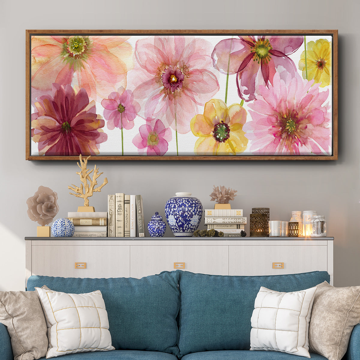 Pop of Pink I - Floater Framed Canvas Print