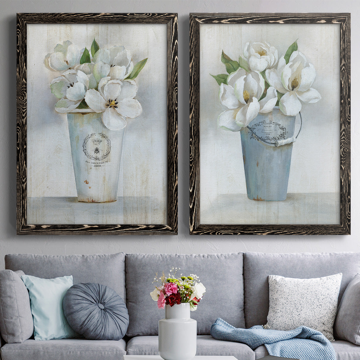 Fleuriste Francais I - Premium Framed Canvas 2 Piece Set - Ready to Hang