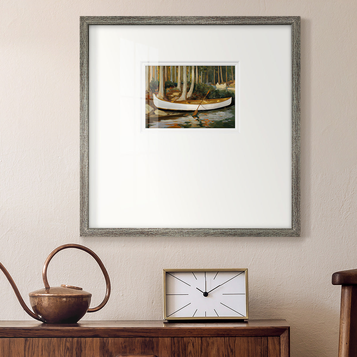 Golden Canoe Premium Framed Print Double Matboard