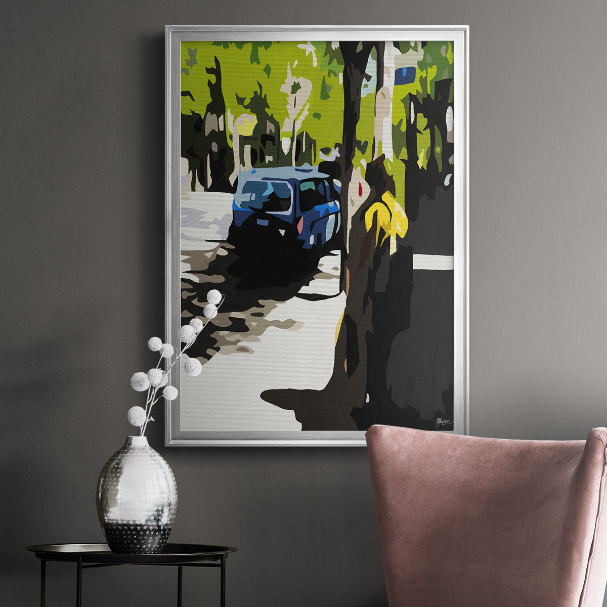 A Volvo in Ballard - Modern Framed Canvas Print