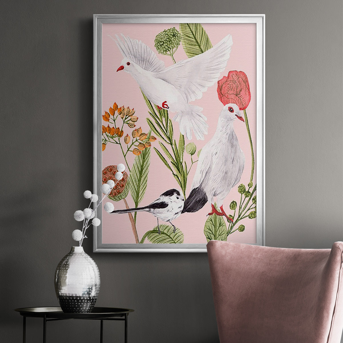 Birds in Motion I - Modern Framed Canvas Print