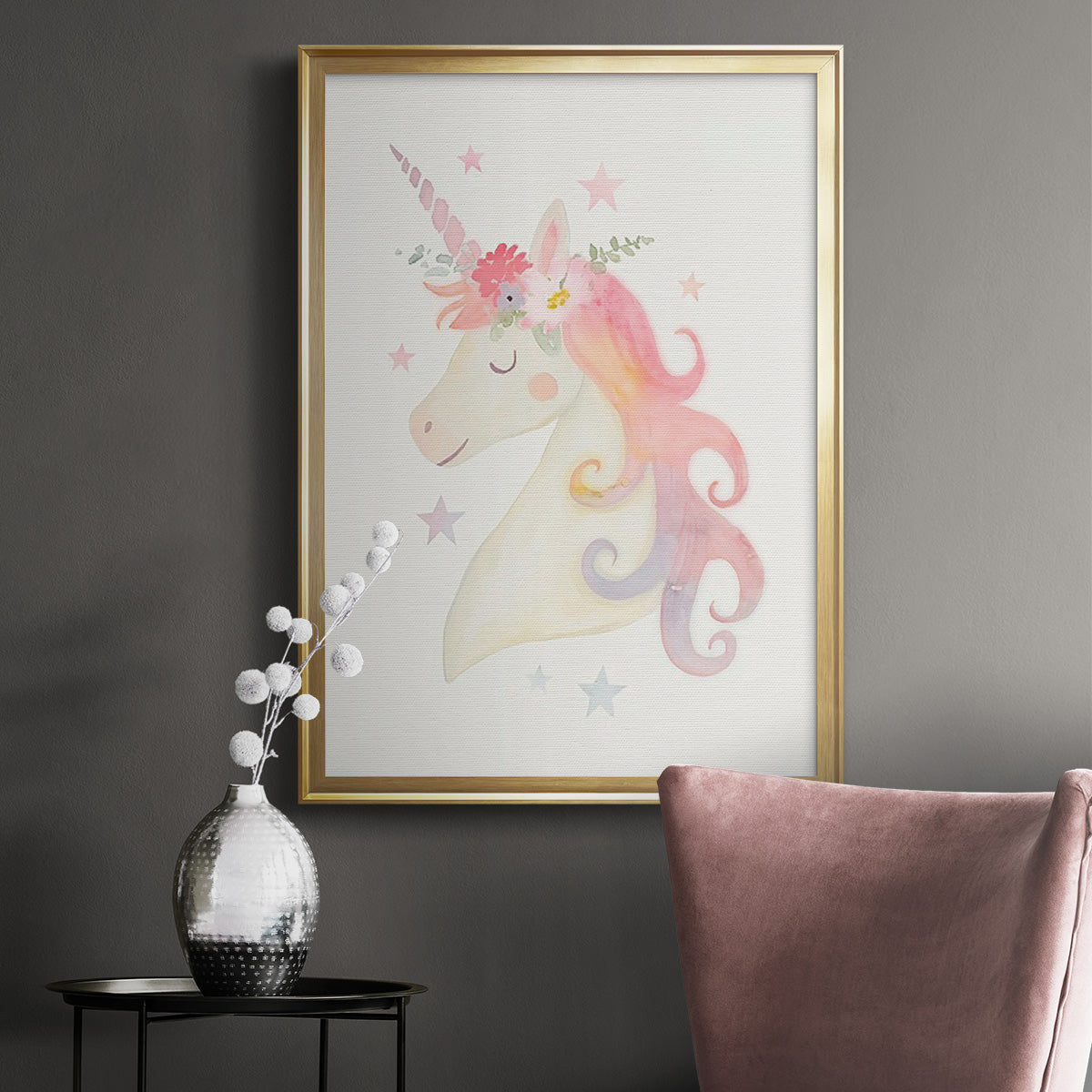 Sweet Unicorn I - Modern Framed Canvas Print