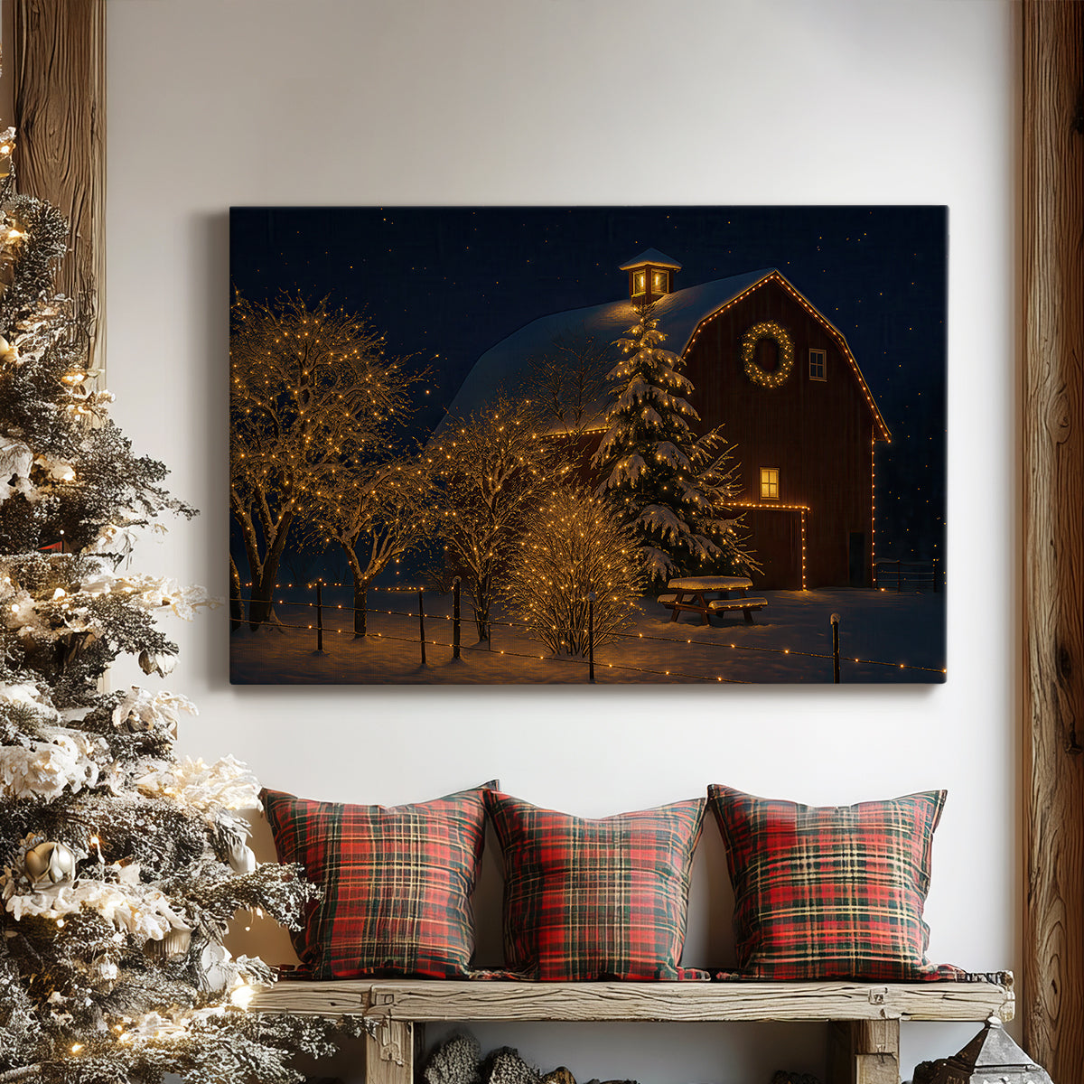 Warm Lantern Snow Blessing - Canvas Art Print