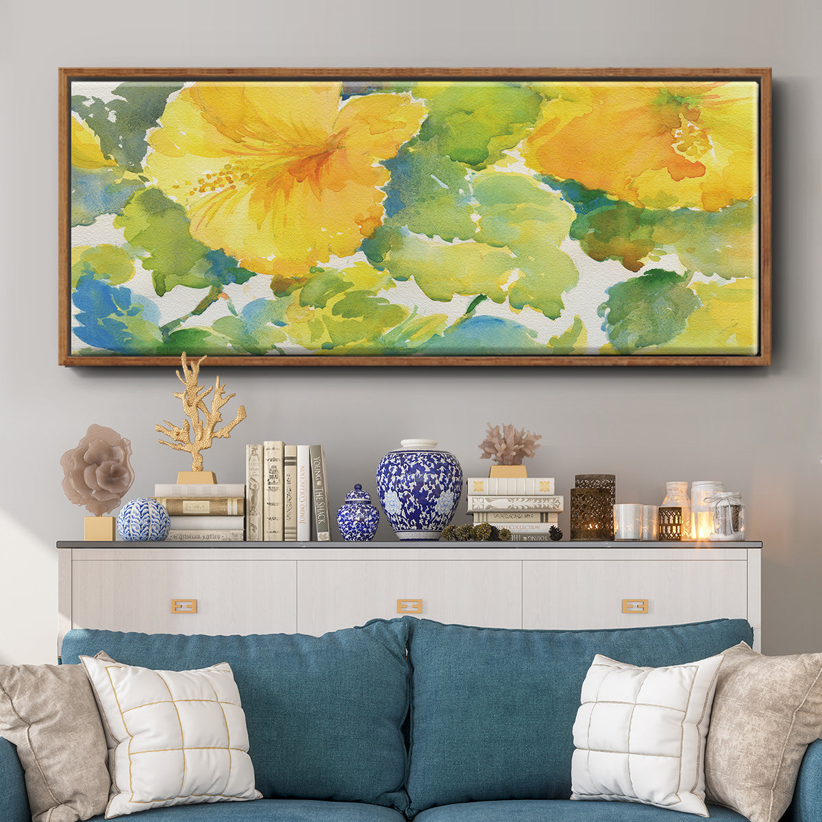Citrus Hibiscus - Floater Framed Canvas Print
