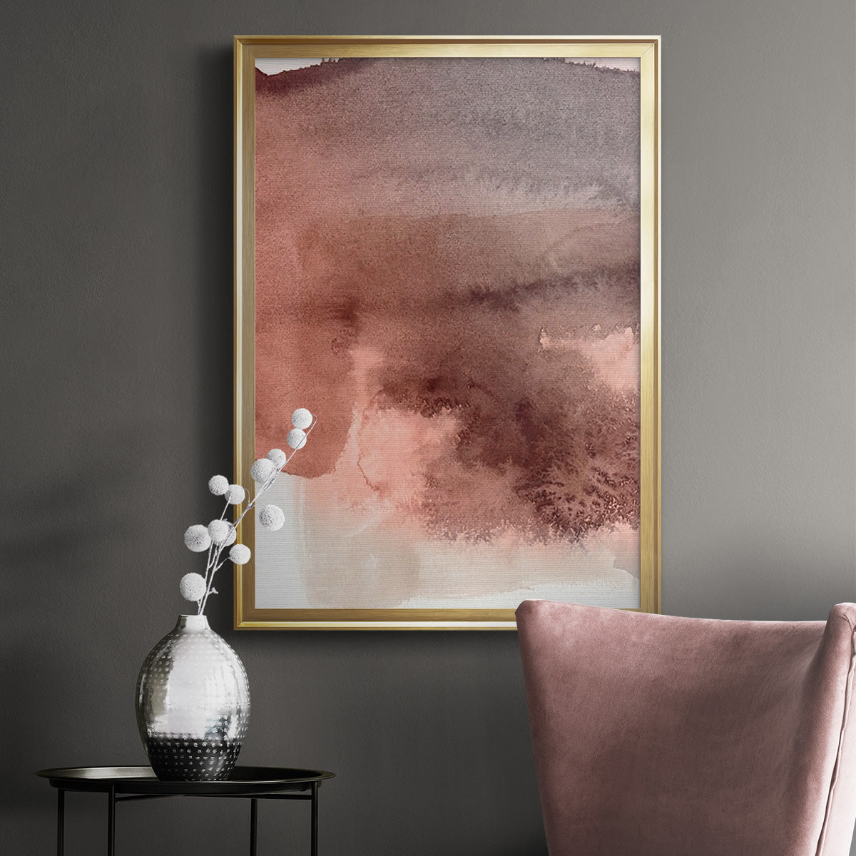 Red Ochre Abstract II - Modern Framed Canvas Print