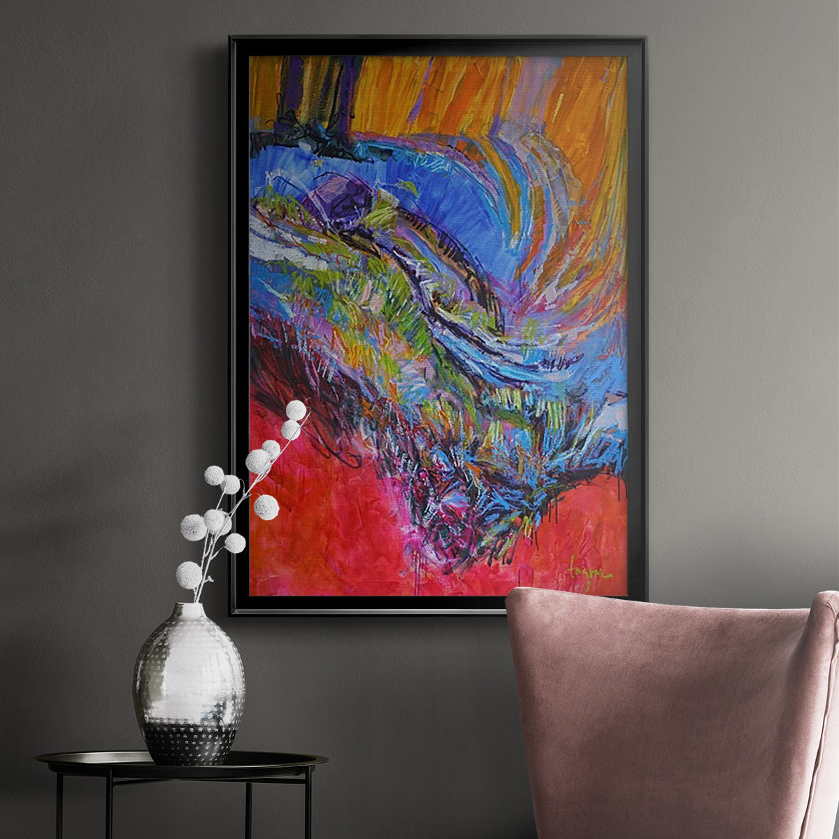 Vibrant Flow II - Modern Framed Canvas Print