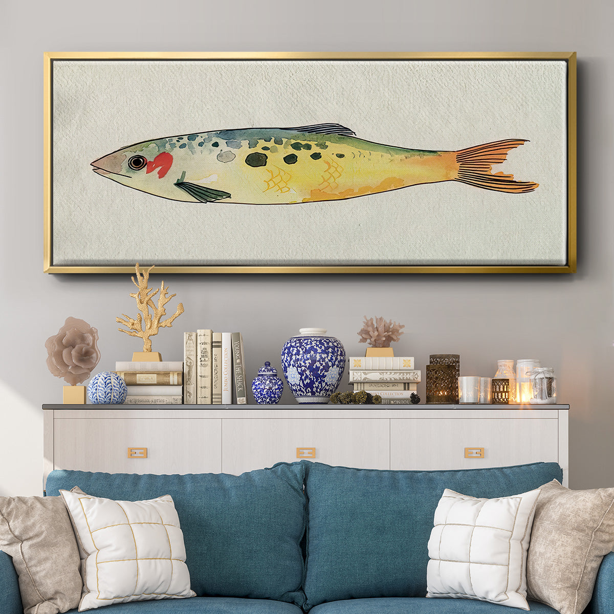 Fanciful Fish I - Floater Framed Canvas Print