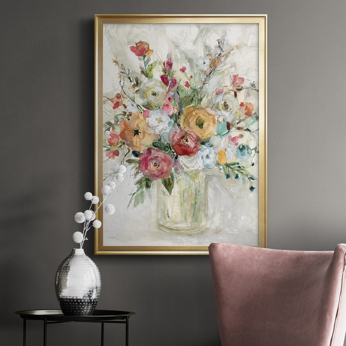 Contemporary Bouquet - Modern Framed Canvas Print