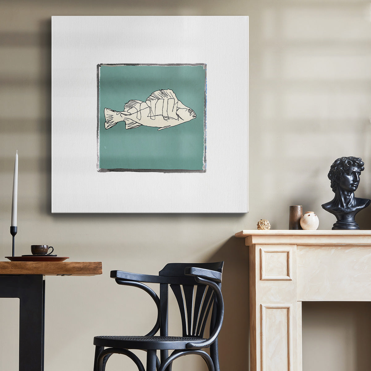 Block Print Fish III - Canvas Art Print