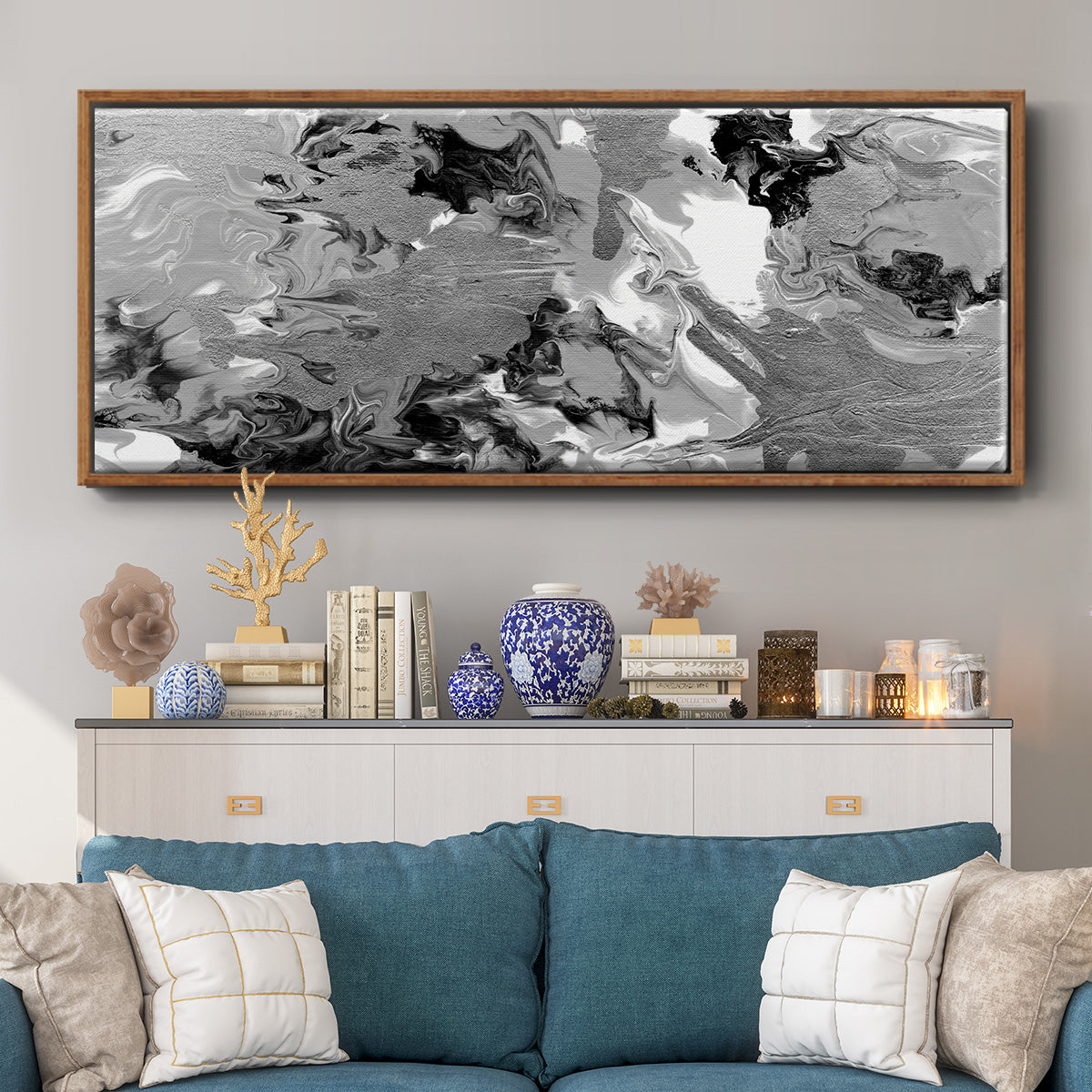 Rich Marble - Floater Framed Canvas Print