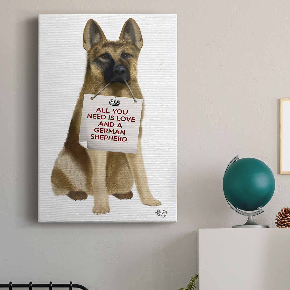 Love and German Shepherd Premium Gallery Wrapped Canvas - Ready to Hang