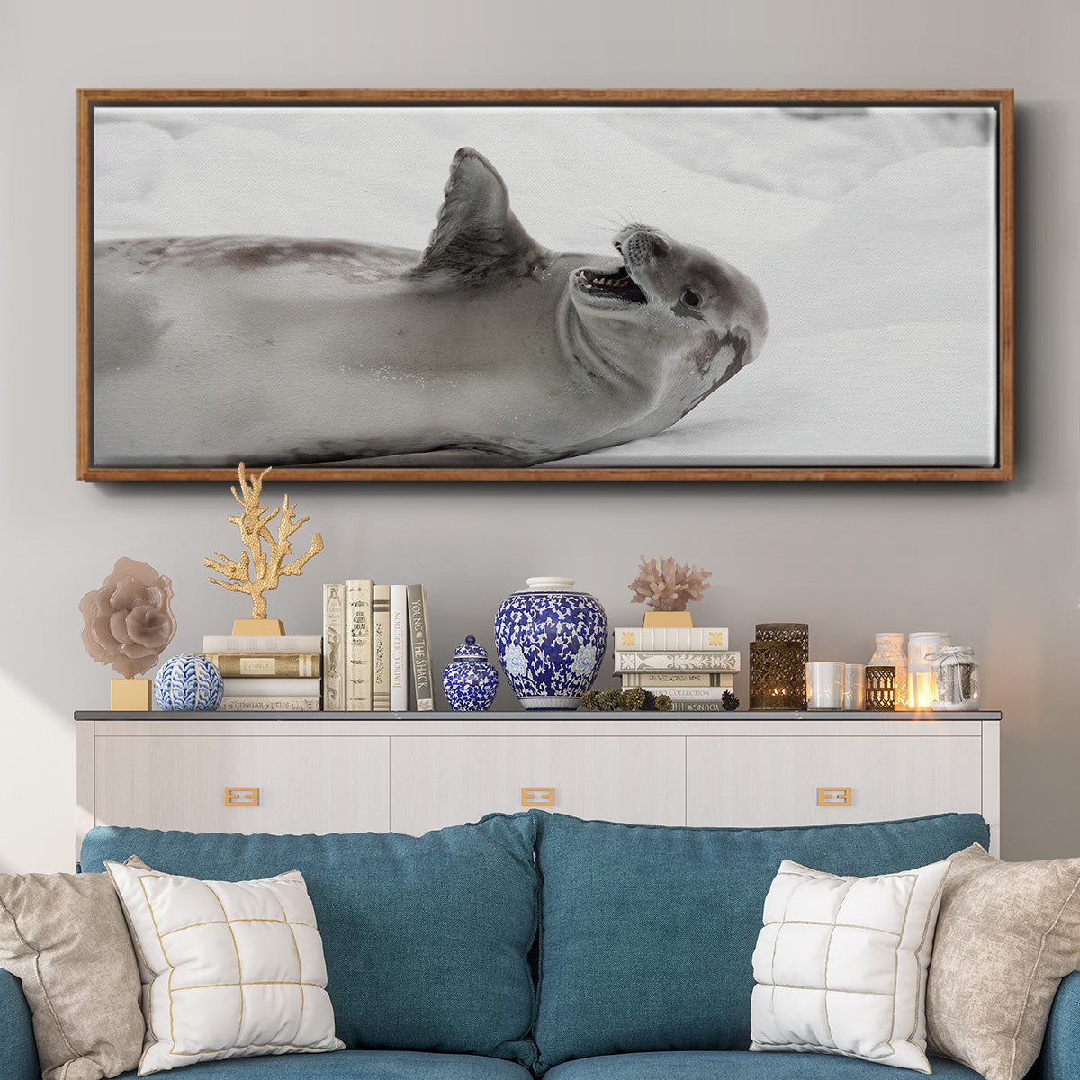 Laughing Seal - Floater Framed Canvas Print