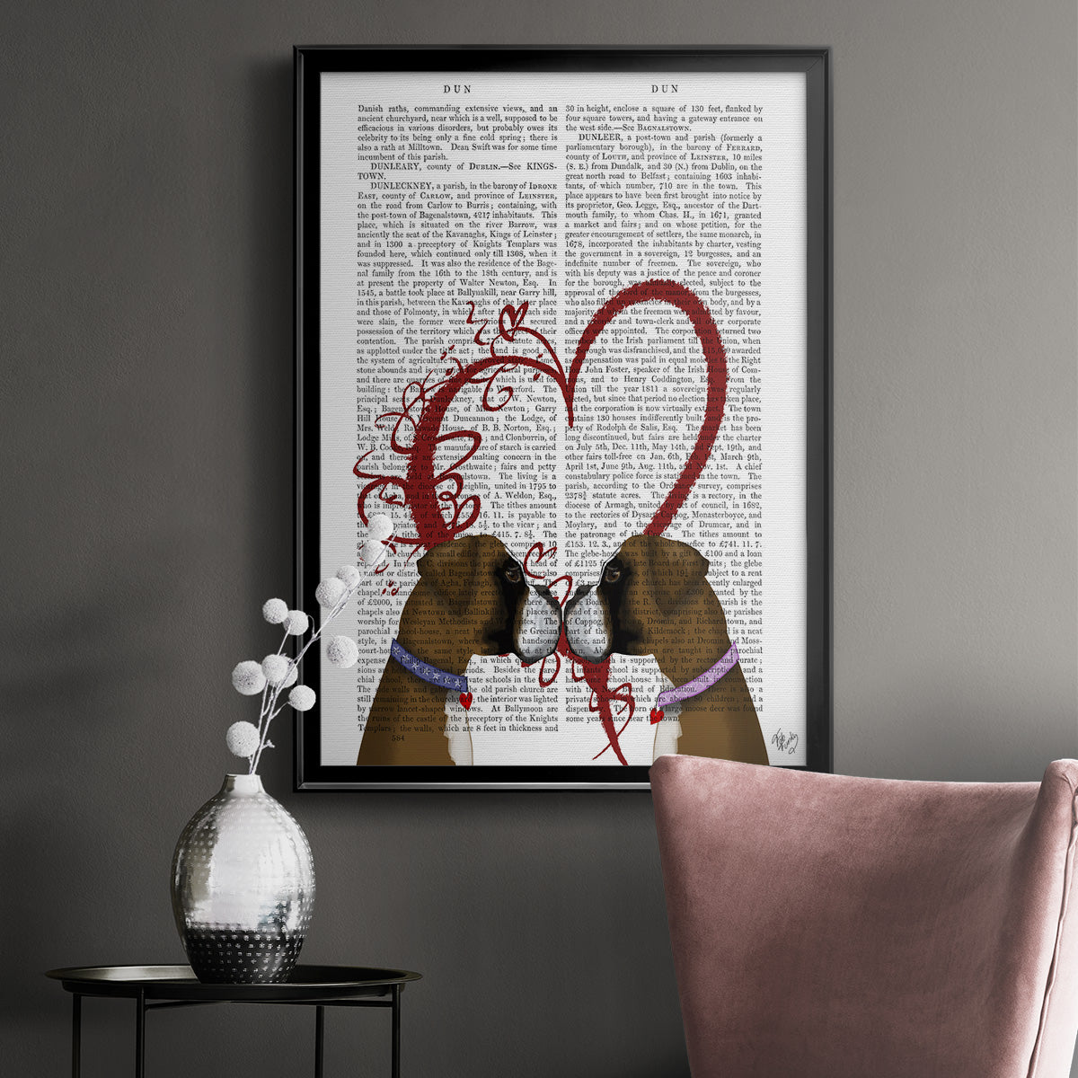 Boxer Love - Modern Framed Canvas Print