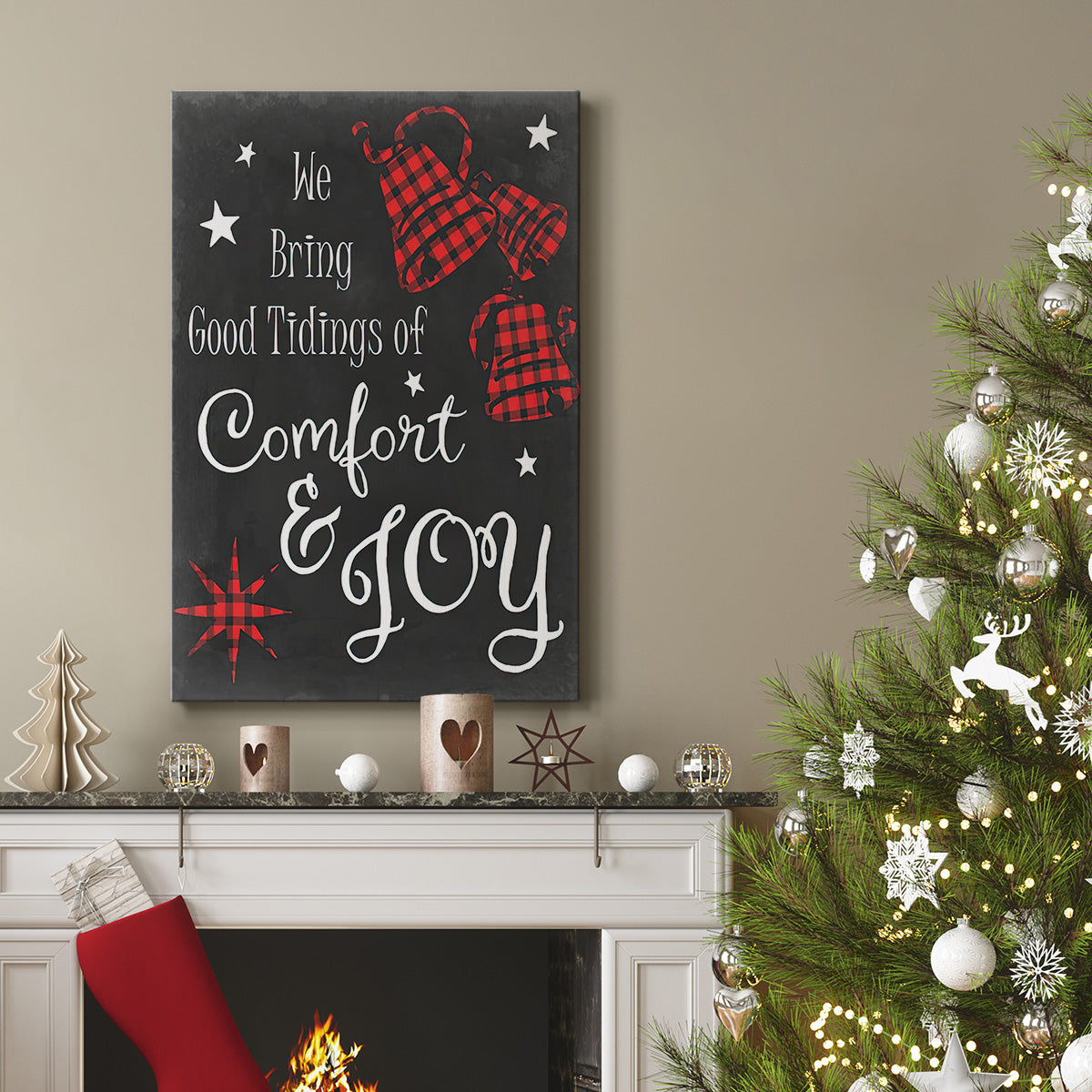 Comfort and Joy in Red - Gallery Wrapped Canvas