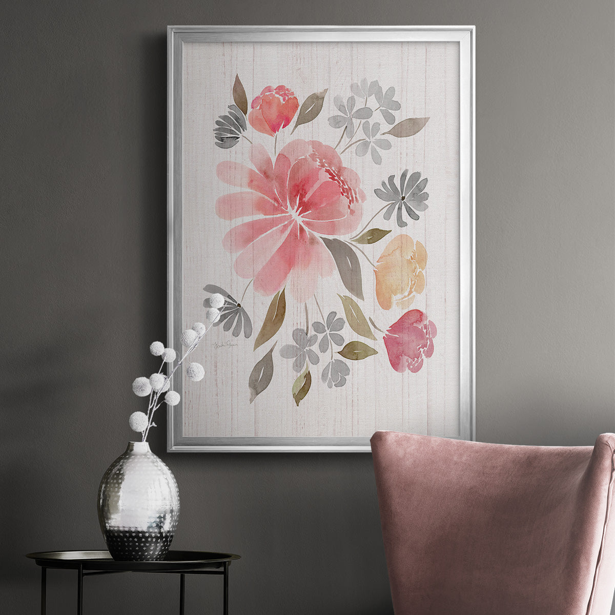 Loose Peonies I - Modern Framed Canvas Print