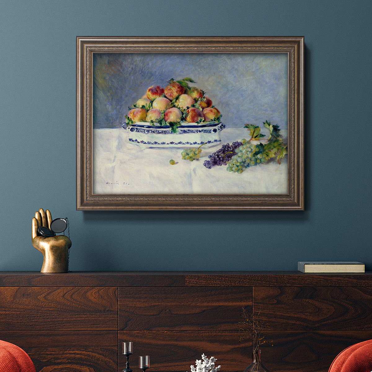 Still Life with Peaches and Grapes Premium Framed Canvas- Ready to Hang