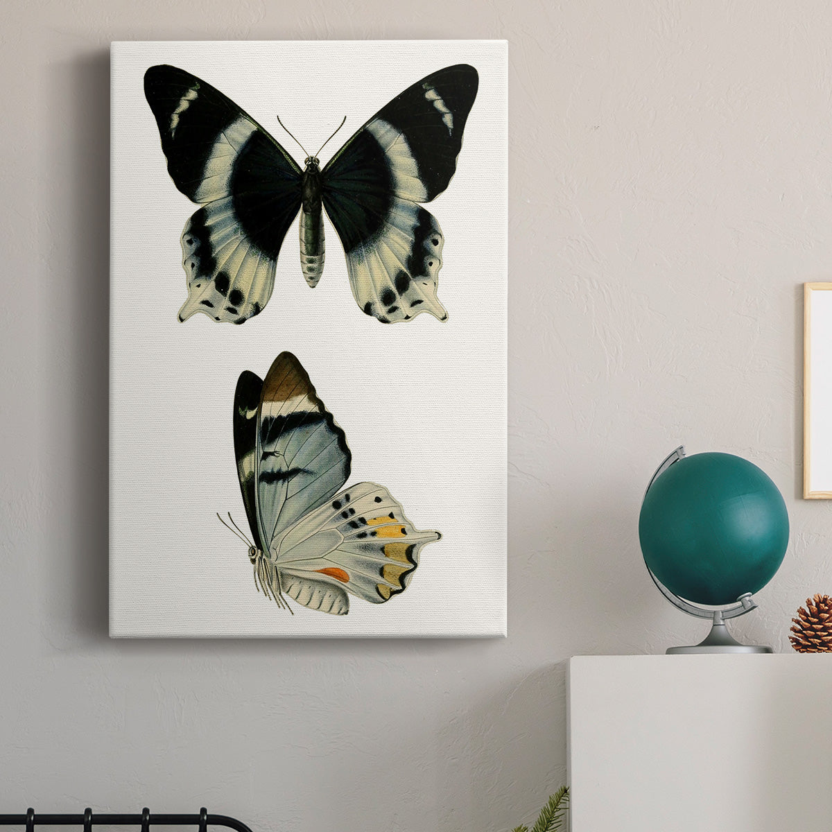 Antique Blue Butterflies I Premium Gallery Wrapped Canvas - Ready to Hang