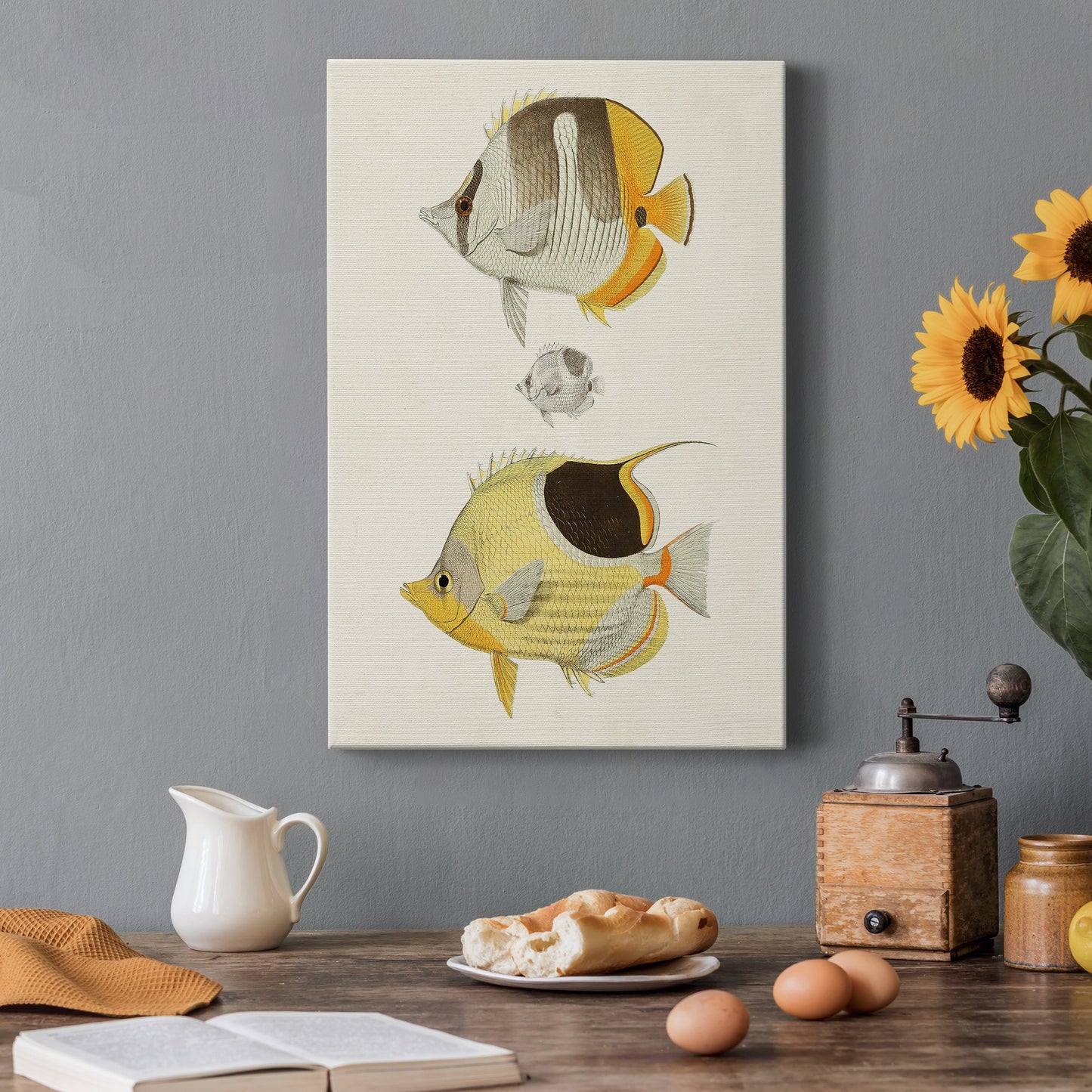 Yellow & Grey Fish II Premium Gallery Wrapped Canvas - Ready to Hang