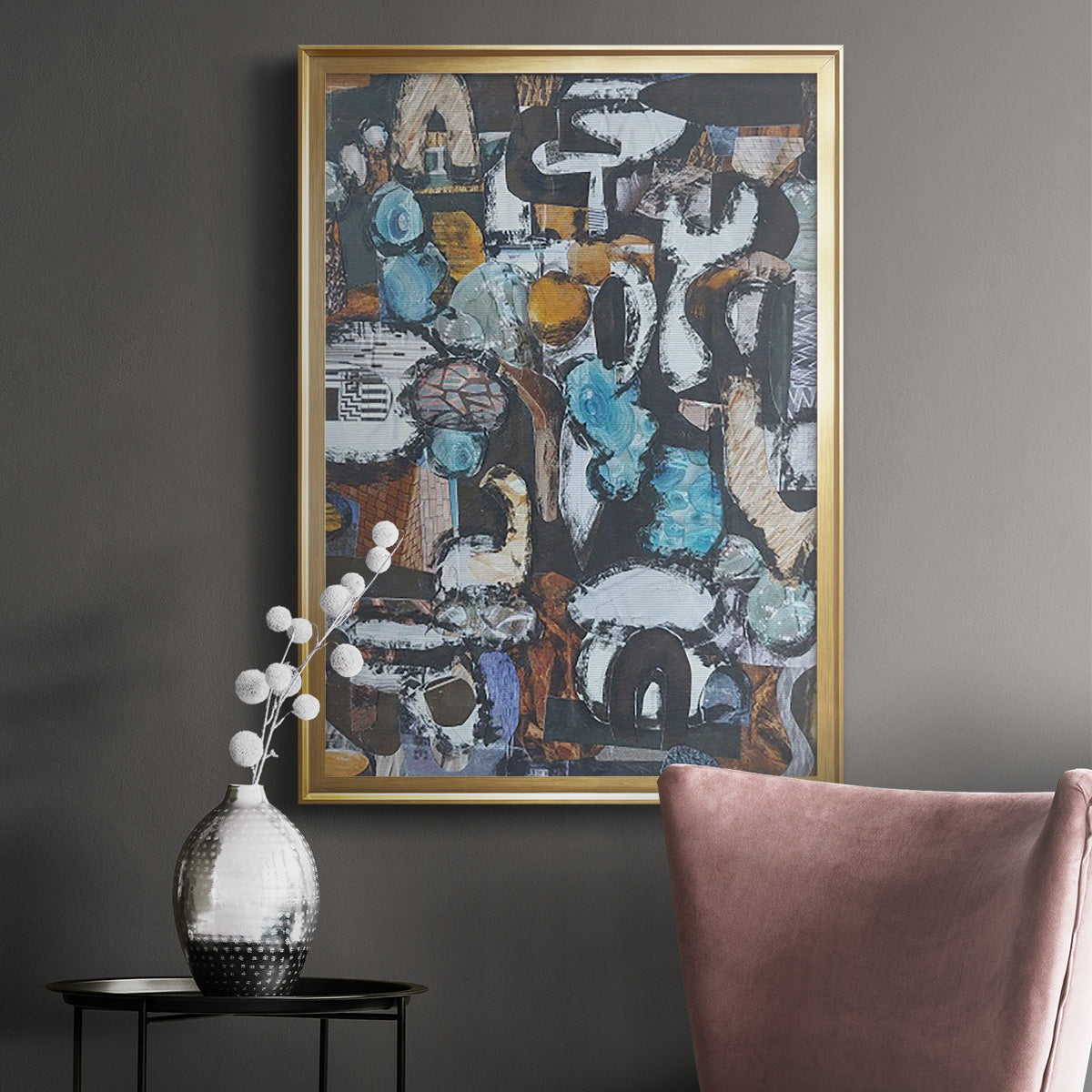 California Beach Blue Glass - Modern Framed Canvas Print