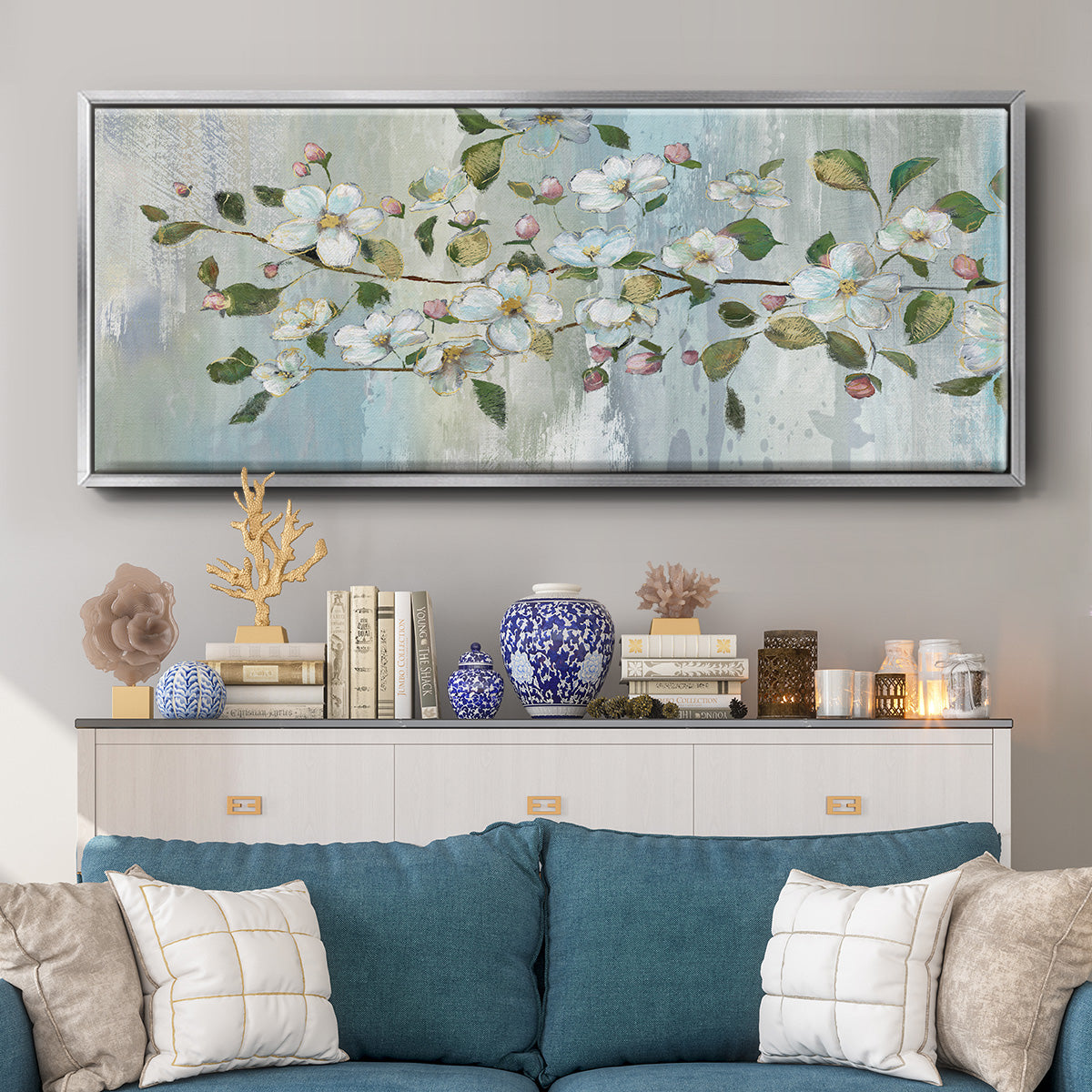 Painterly Blossoms - Floater Framed Canvas Print