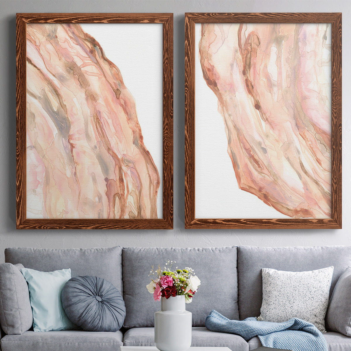 Rose Quartz I - Premium Framed Canvas 2 Piece Set - Ready to Hang