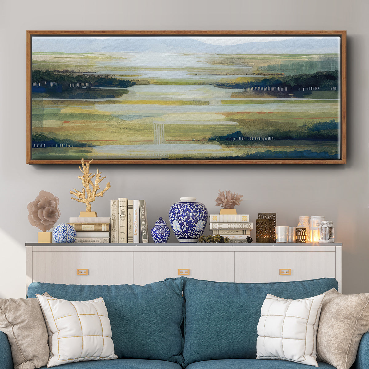 Lime Strata I - Floater Framed Canvas Print