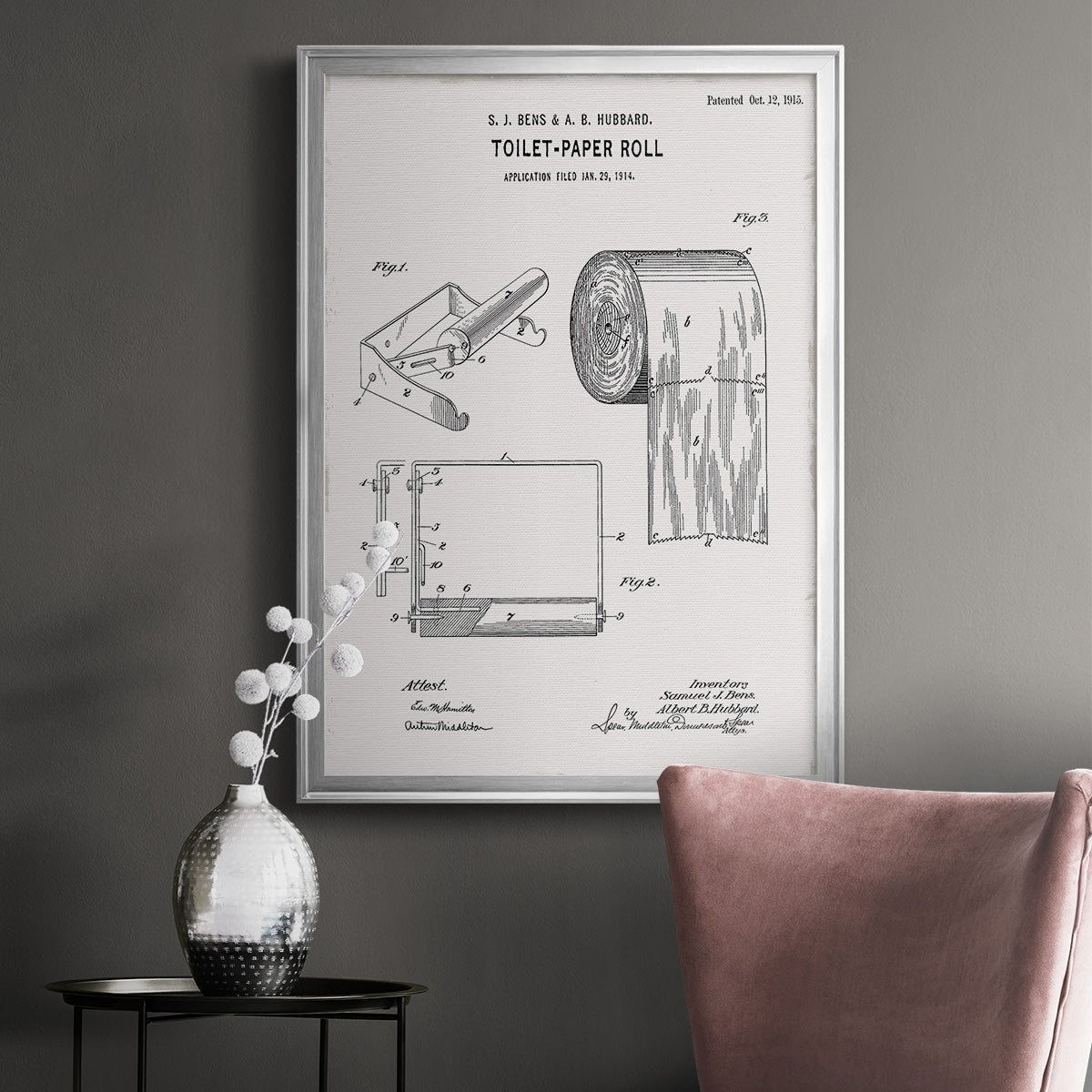Toilet Paper Patent I - Modern Framed Canvas Print