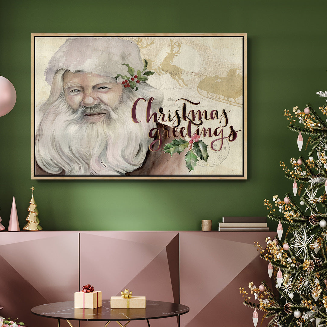 Christmas Greetings Collection A - Floater Framed Canvas Print