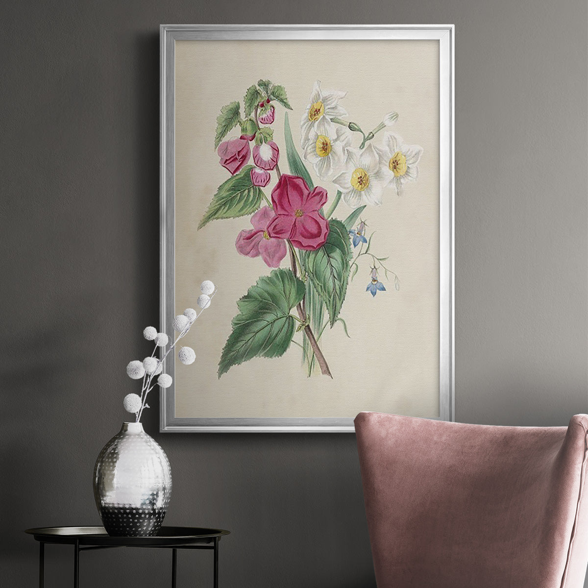 Antique Garden Bouquet IV - Modern Framed Canvas Print