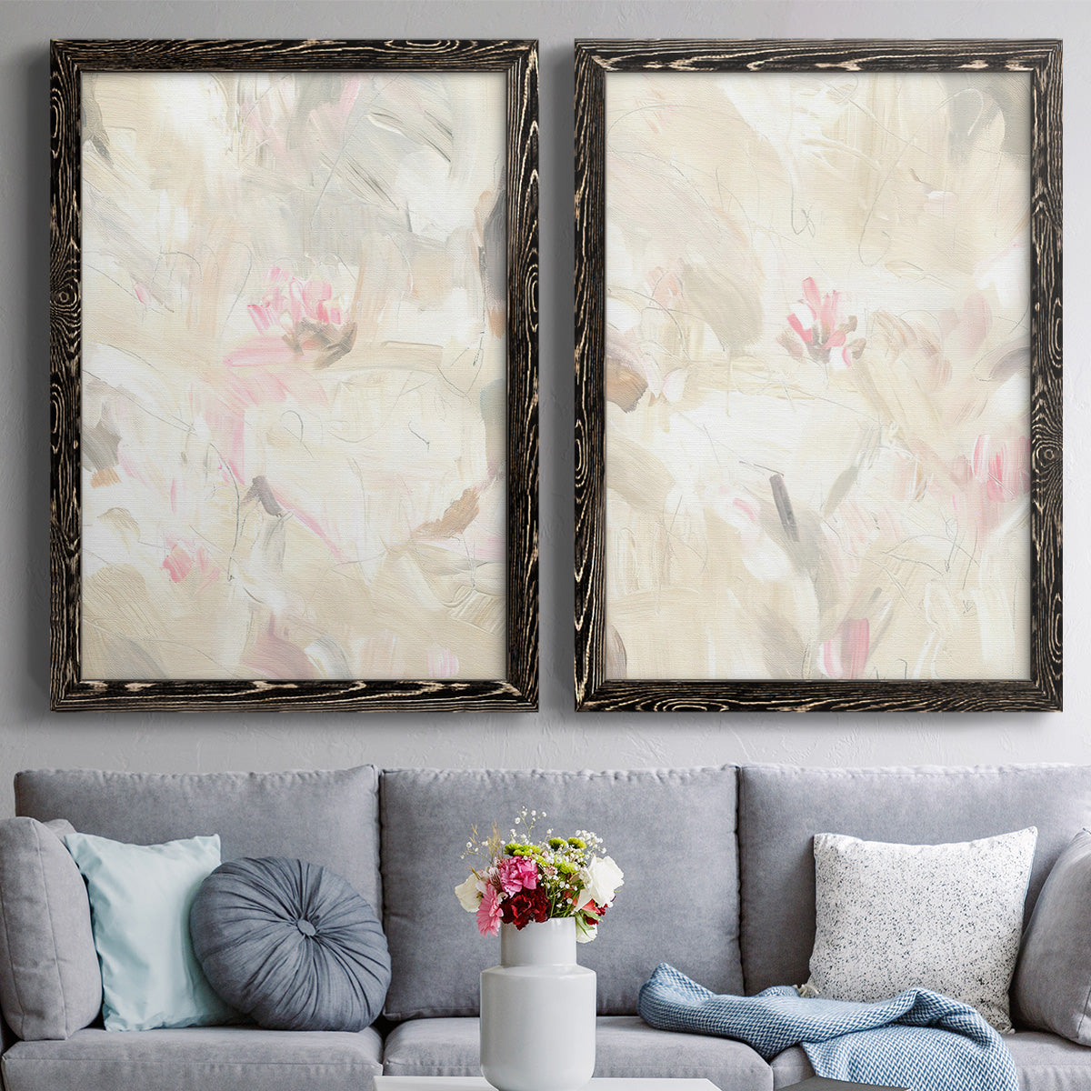 Soft Abstraction I - Premium Framed Canvas 2 Piece Set - Ready to Hang