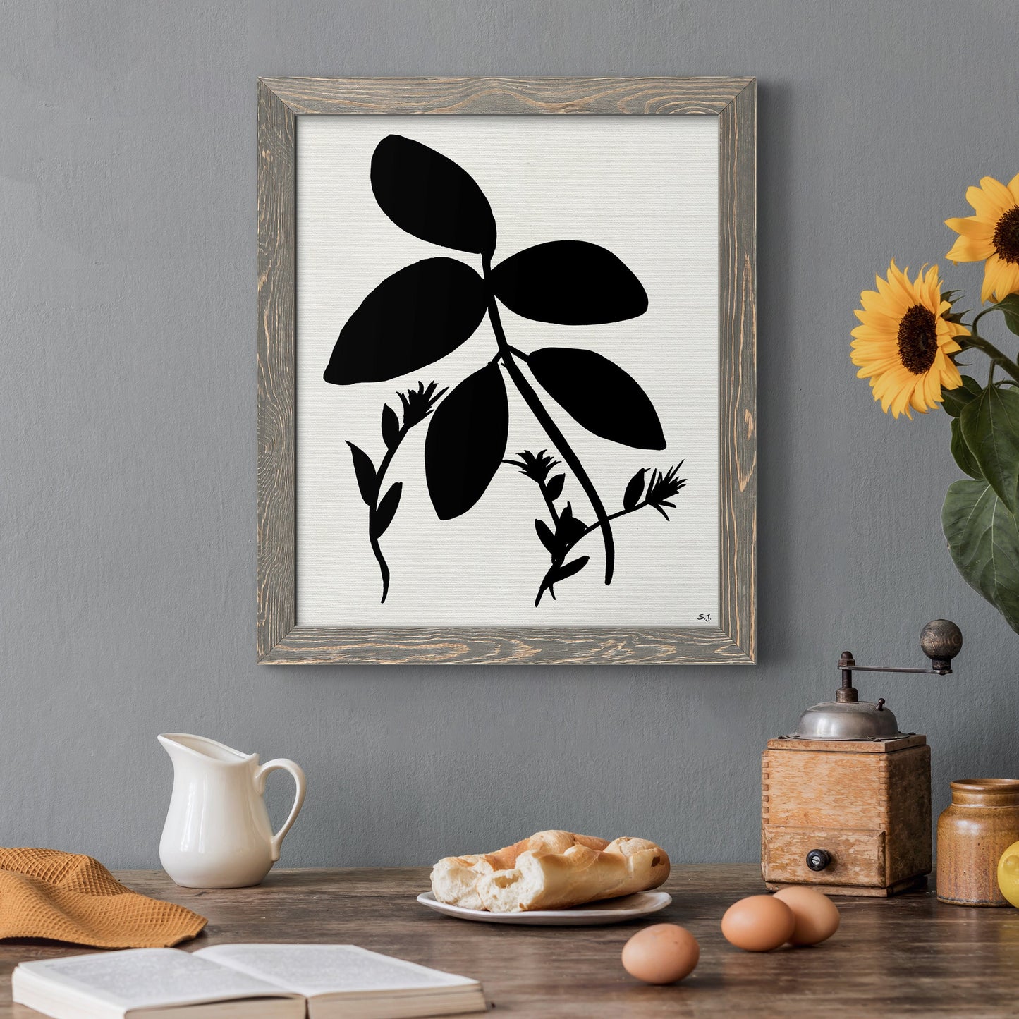 Silhouette Garden II - Premium Canvas Framed in Barnwood - Ready to Hang