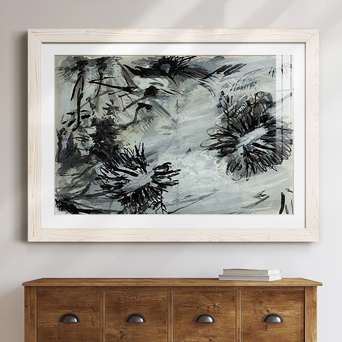 Black & White Chinois I - Barnwood Framed Art Print