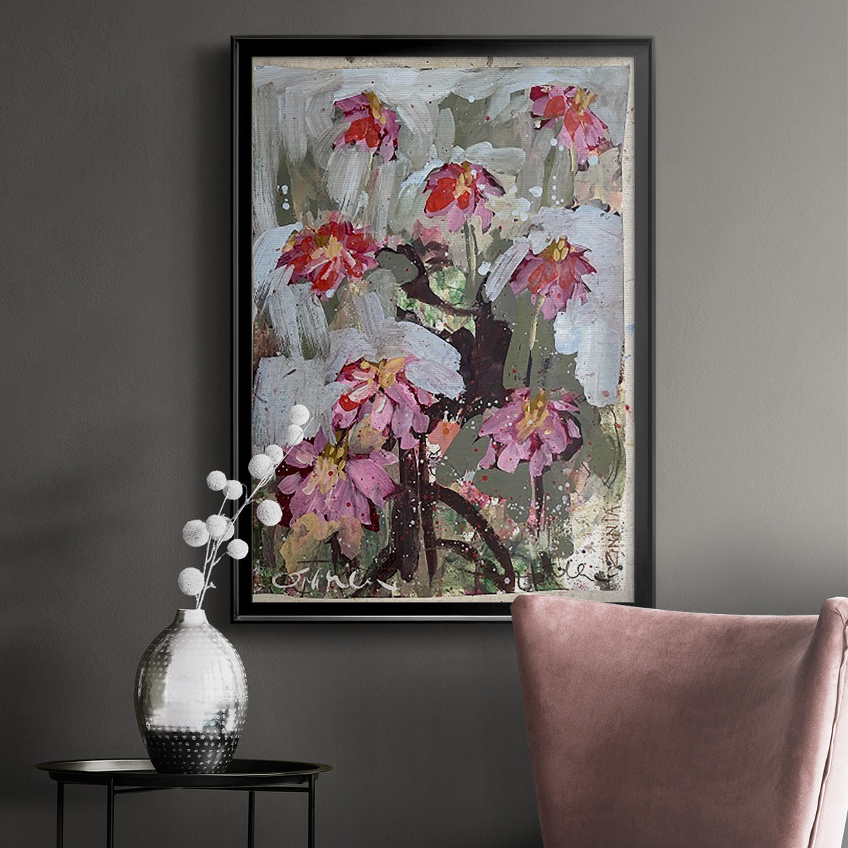 Zinnia I - Modern Framed Canvas Print