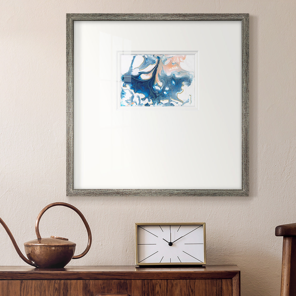 Dancing Blue I Premium Framed Print Double Matboard