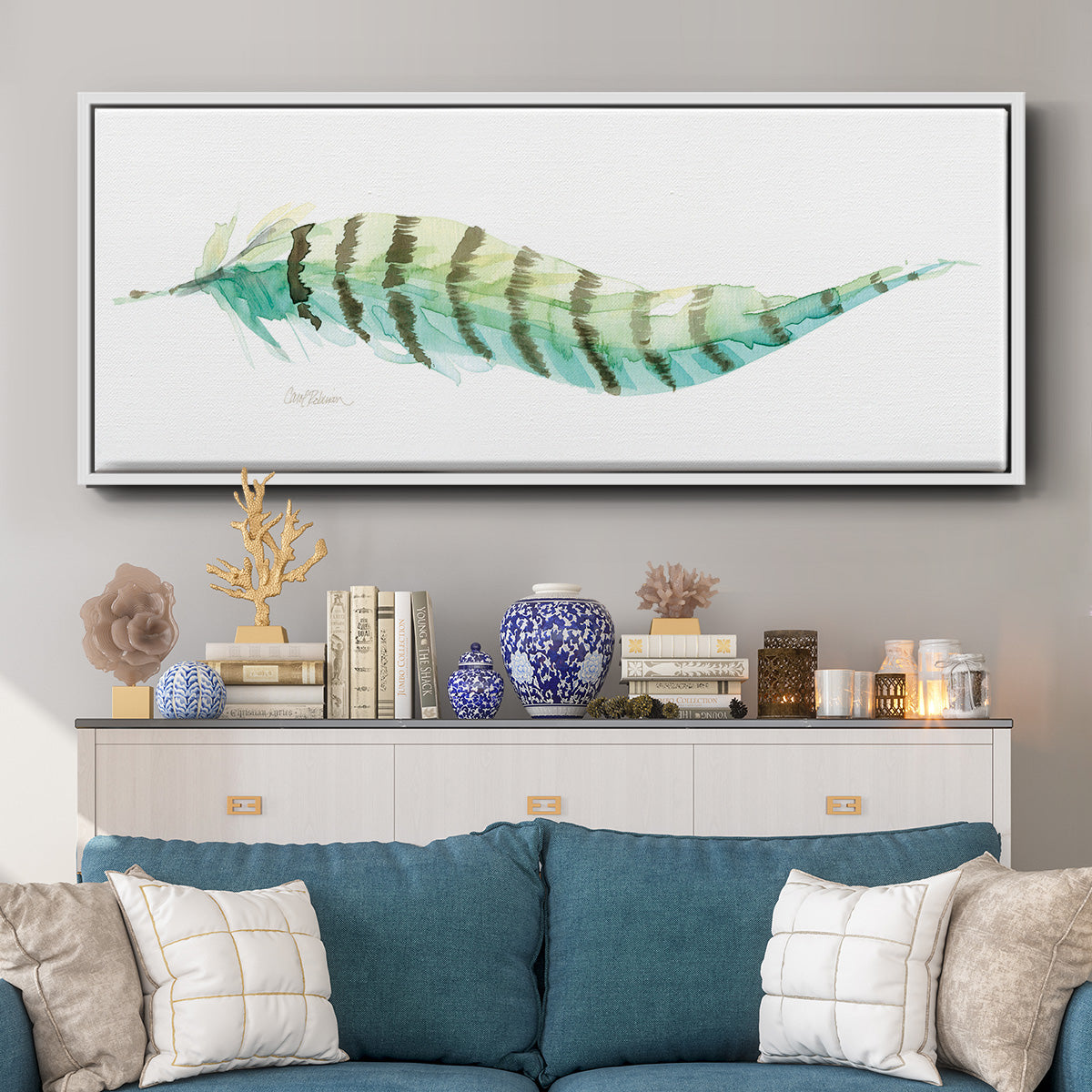 Tail Feather II - Floater Framed Canvas Print