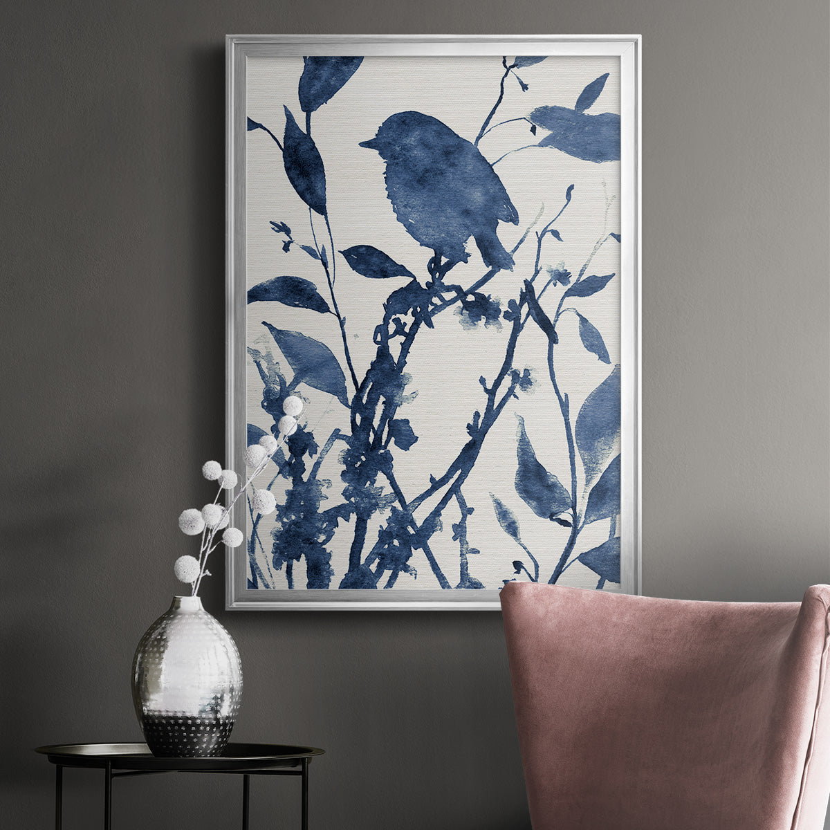 Bluebird Silhouette II - Modern Framed Canvas Print