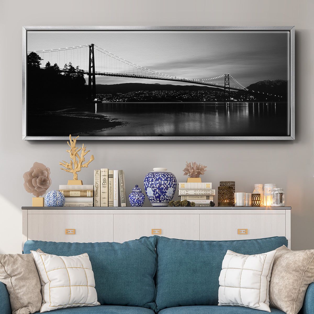 Lions Gate Inlet - Floater Framed Canvas Print
