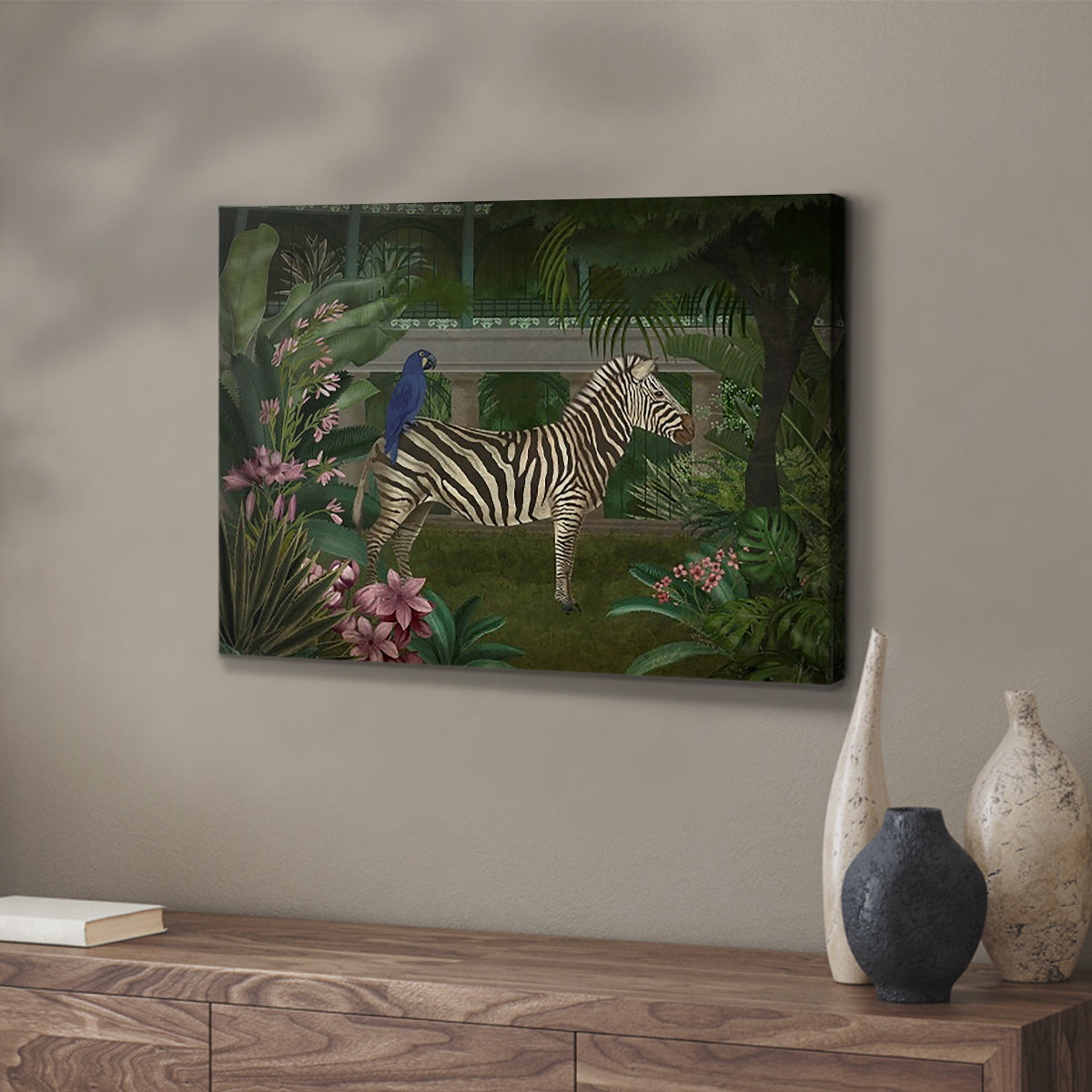 Zebra In Conservatory - Canvas Art Print