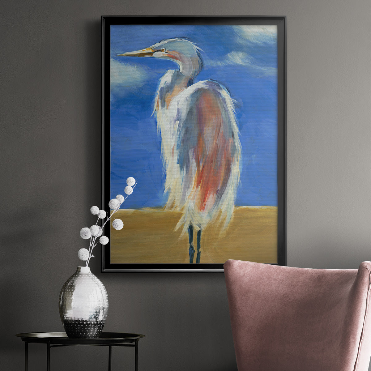 Blue Heron - Modern Framed Canvas Print