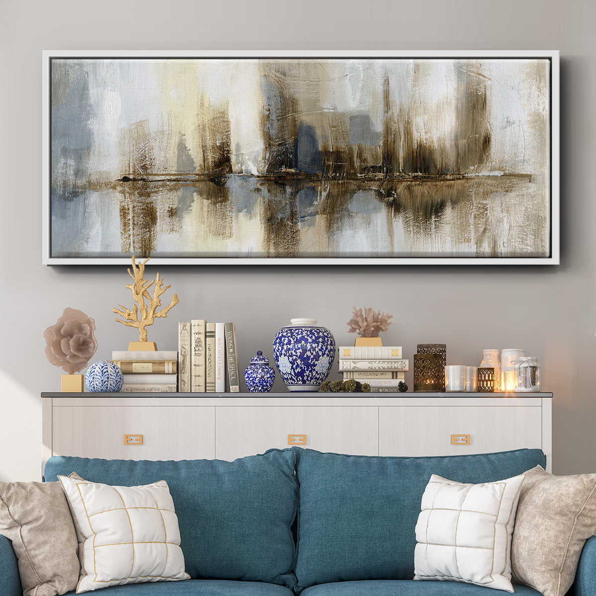 Harbor Lights - Floater Framed Canvas Print