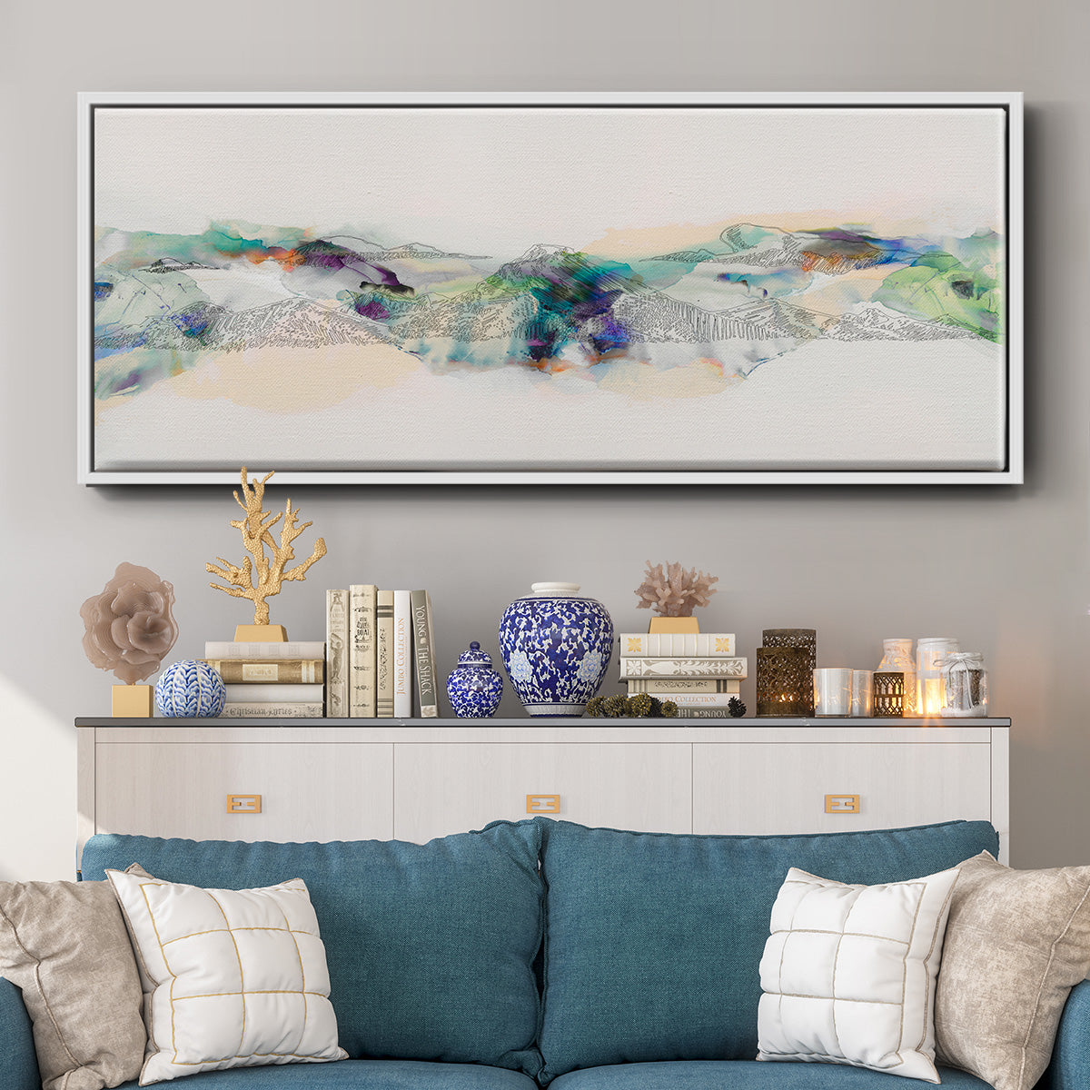 Abstract Mountain Range - Floater Framed Canvas Print