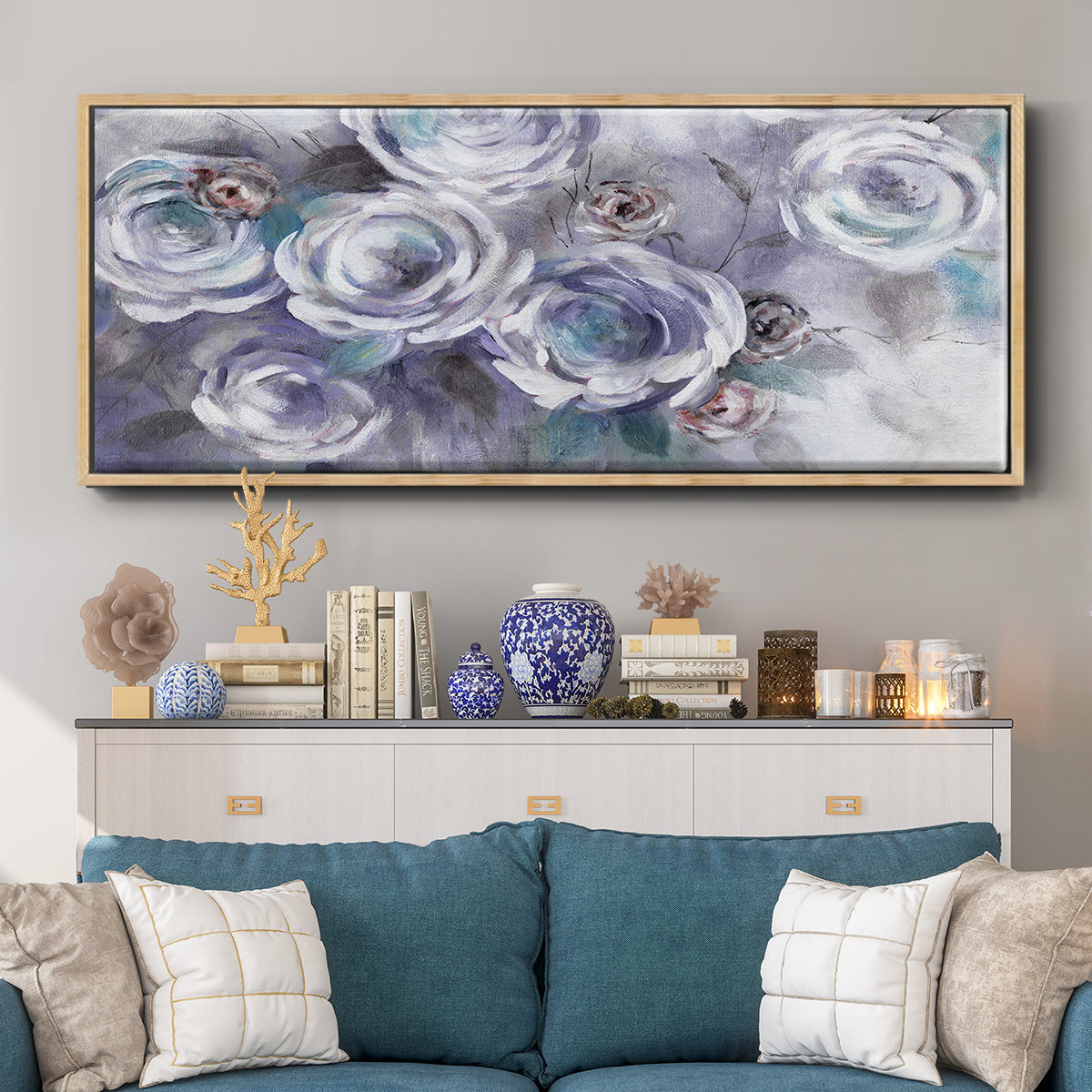 Iced Flowers - Floater Framed Canvas Print
