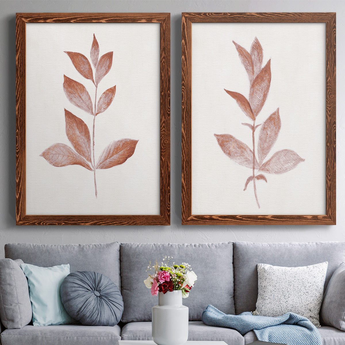 Red Leaf I - Premium Framed Canvas 2 Piece Set - Ready to Hang