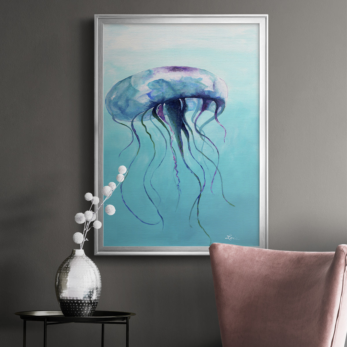 Jelly Fish - Modern Framed Canvas Print