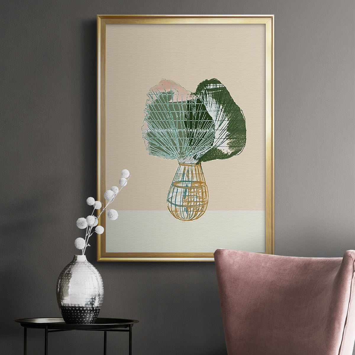 Woven Tropical Leaf II - Modern Framed Canvas Print